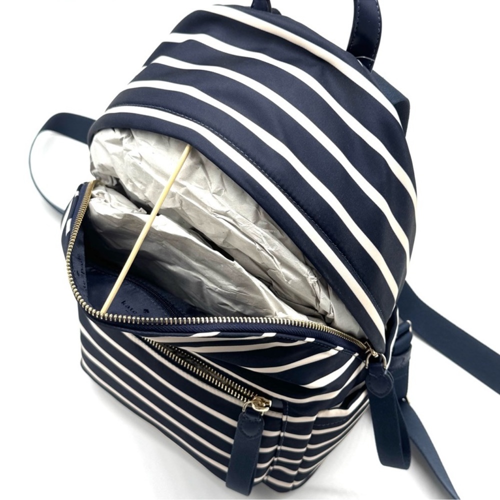 Kate Spade Chelsea Nylon Medium Backpack Navy Blue Striped - Picture 8 of 11